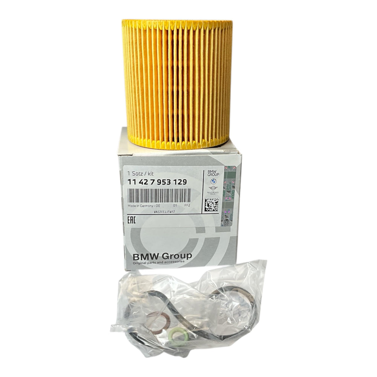 BMW filtro de aceite frontal del paquete mostrando ajuste OEM y confianza