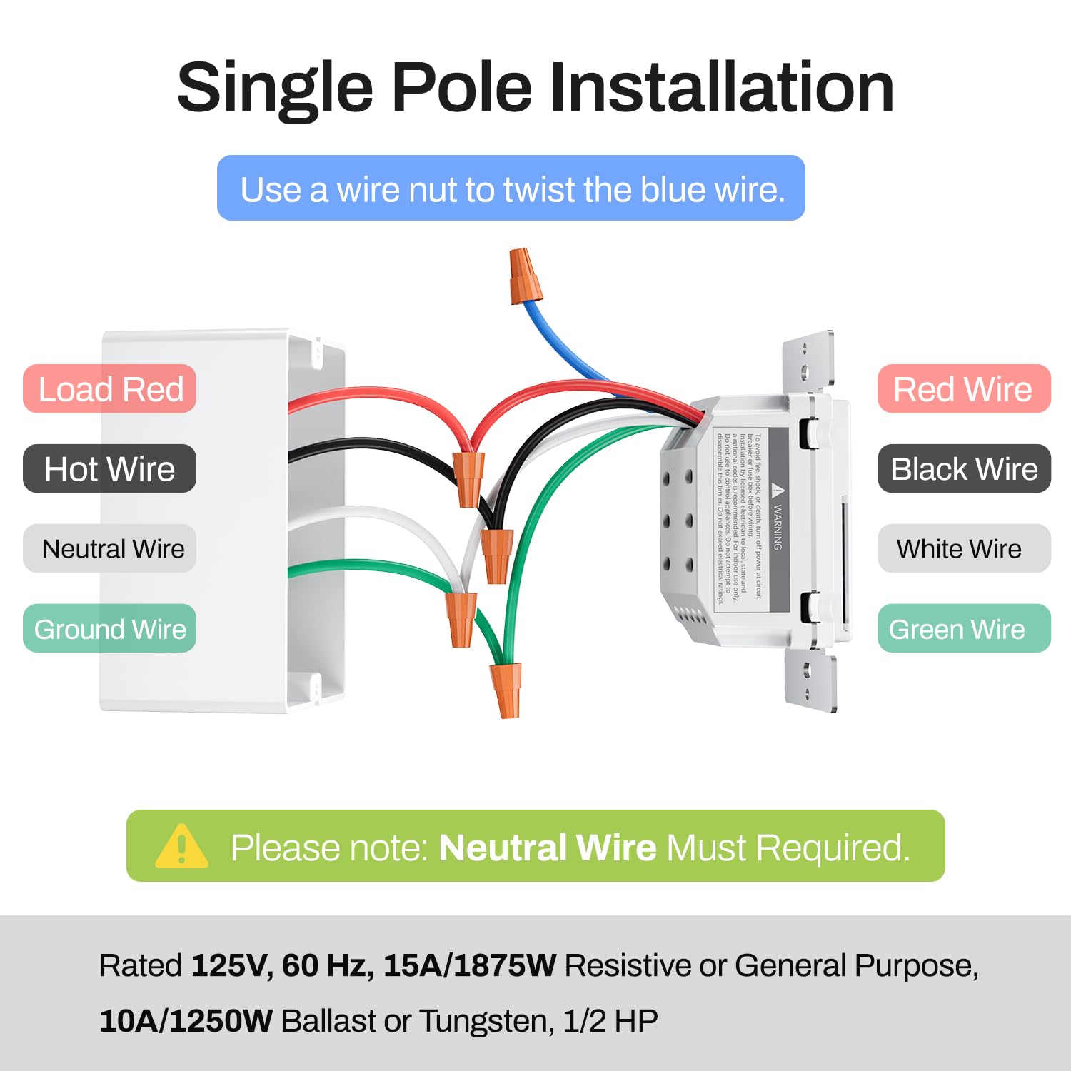 BN-LINK interruptor mostrado en mano para apreciar tamaño y ergonomía