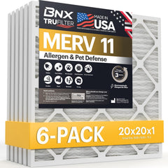 BNX TruFilter frente del empaque mostrando el paquete de seis y beneficios