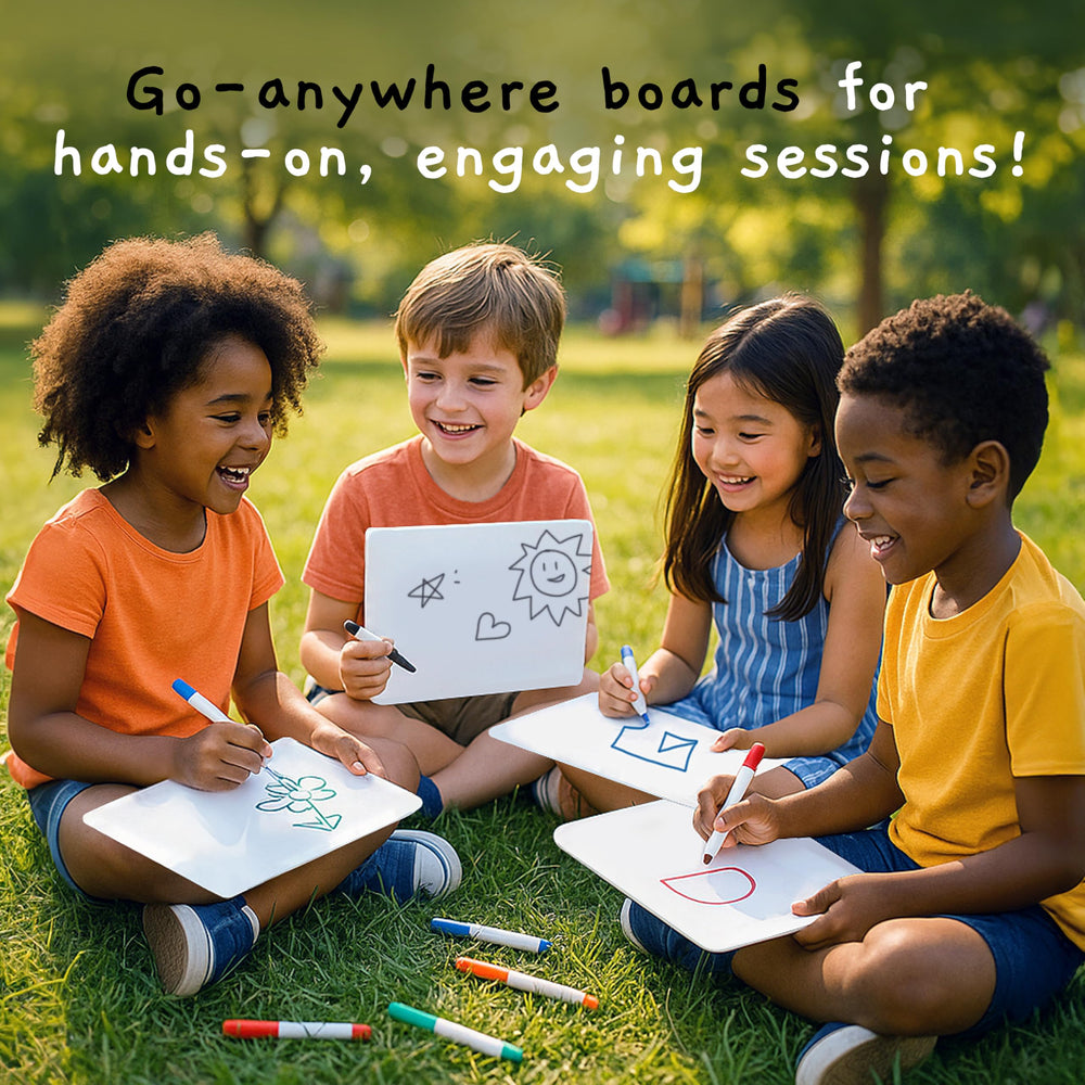 Board Geeks pizarra junto a mano para comparar tamaño y portabilidad