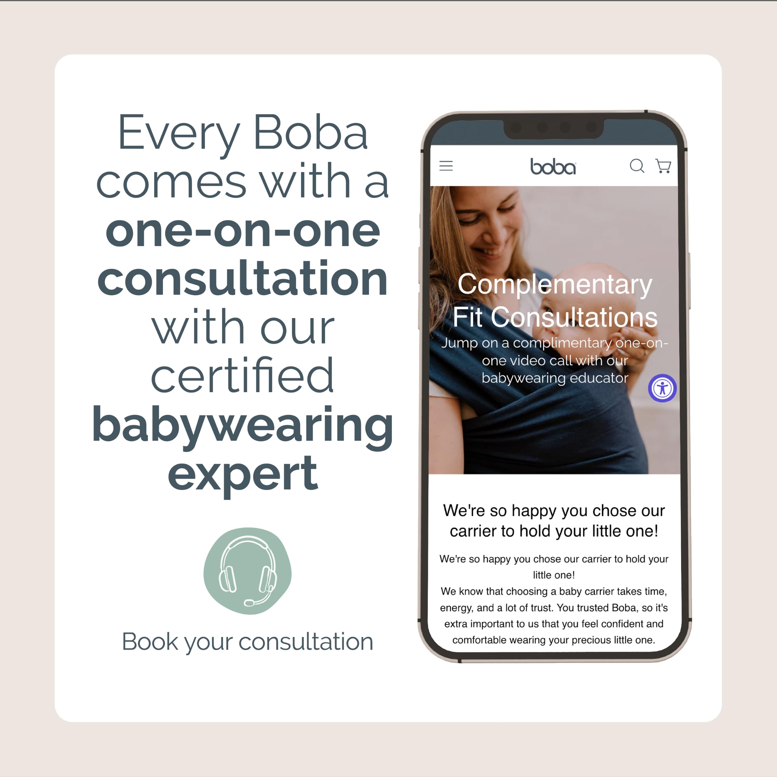 Boba fular doblado listo para regalo y registro de bebé