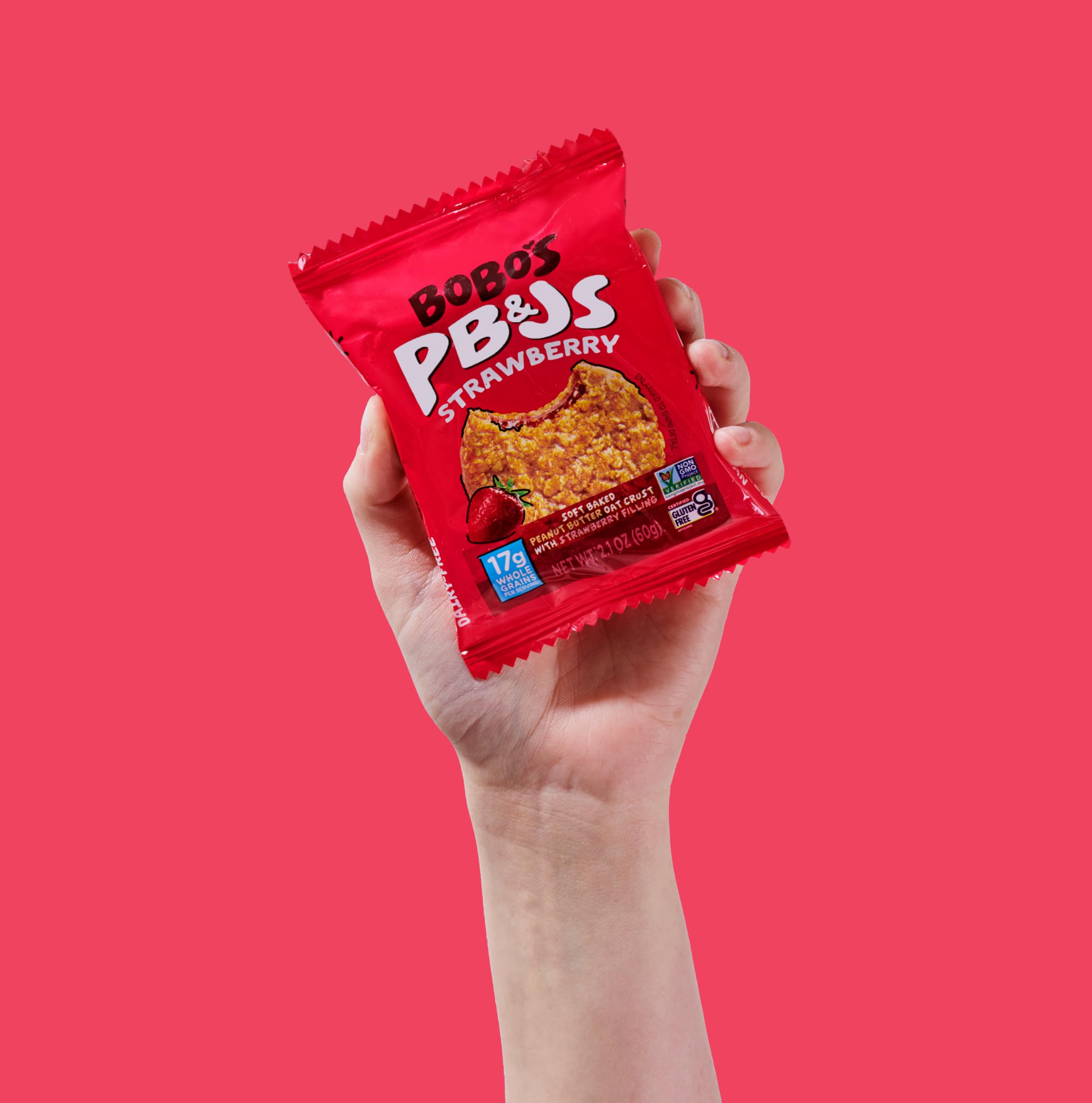 Bobo's barras en lonchera escolar entre frutas, opción saludable para niños