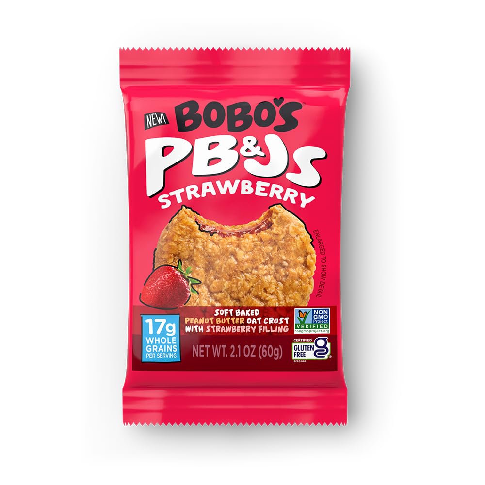 Bobo's paquete frontal mostrando cajas y envases, conveniencia inmediata