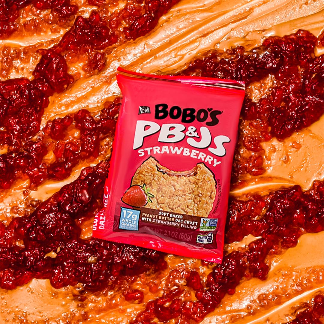 Bobo's barra junto a manzana para comparar tamaño, porción práctica