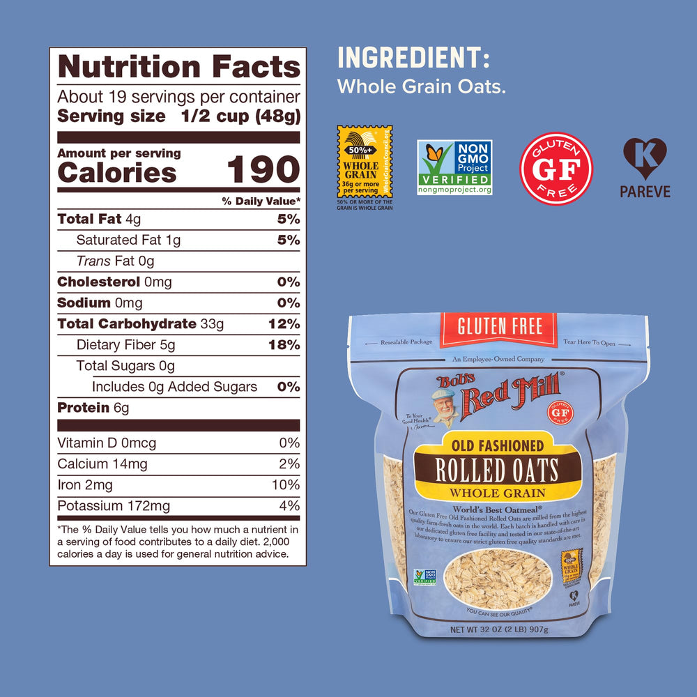 Bob's Red Mill primer plano de salvado y grano mostrando integridad