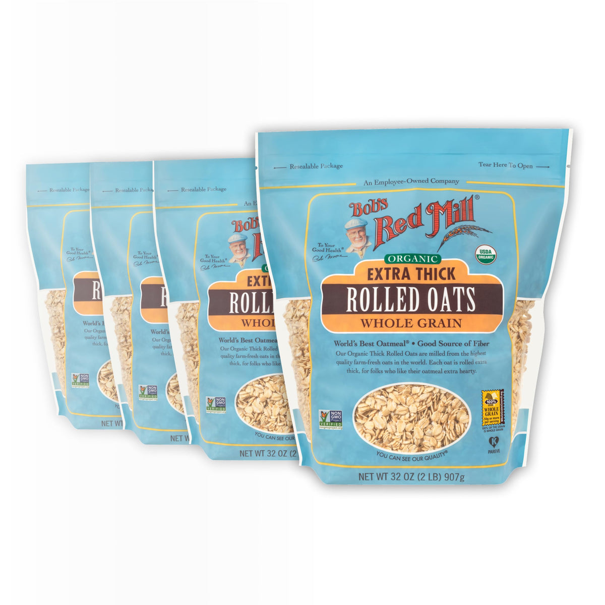 Bob's Red Mill paquete frontal de avena extra gruesa, conveniente y orgánica