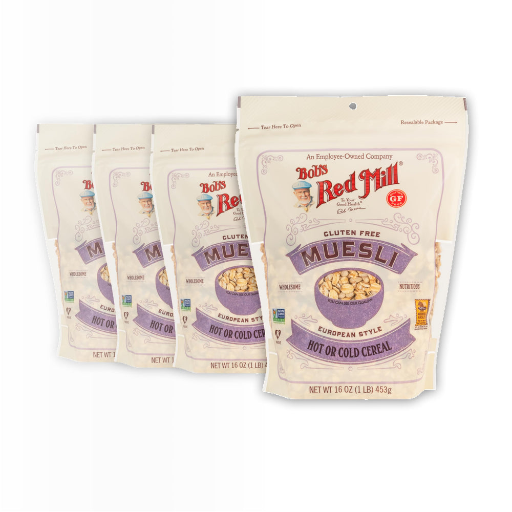 Bob's Red Mill frente del paquete mostrando mezcla sin gluten y beneficios