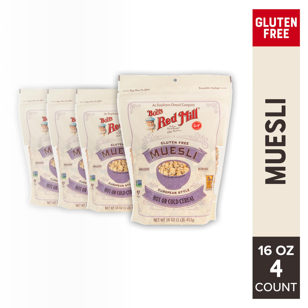 Bob's Red Mill ingredientes a la vista: avena, nueces, semillas y fruta