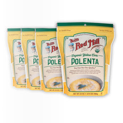 Bob's Red Mill empaque frontal mostrando polenta orgánica y tamaño del envase