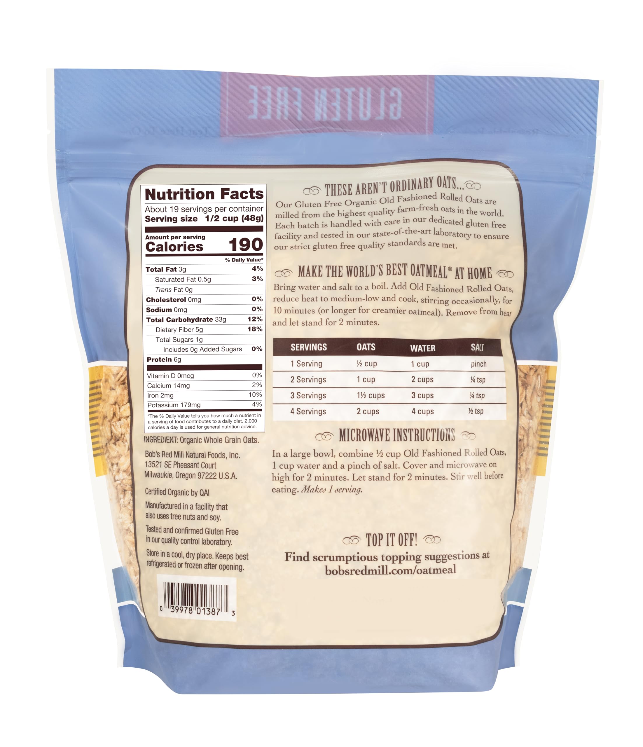 Bob's Red Mill close-up of rolled oat flakes highlighting texture and quality