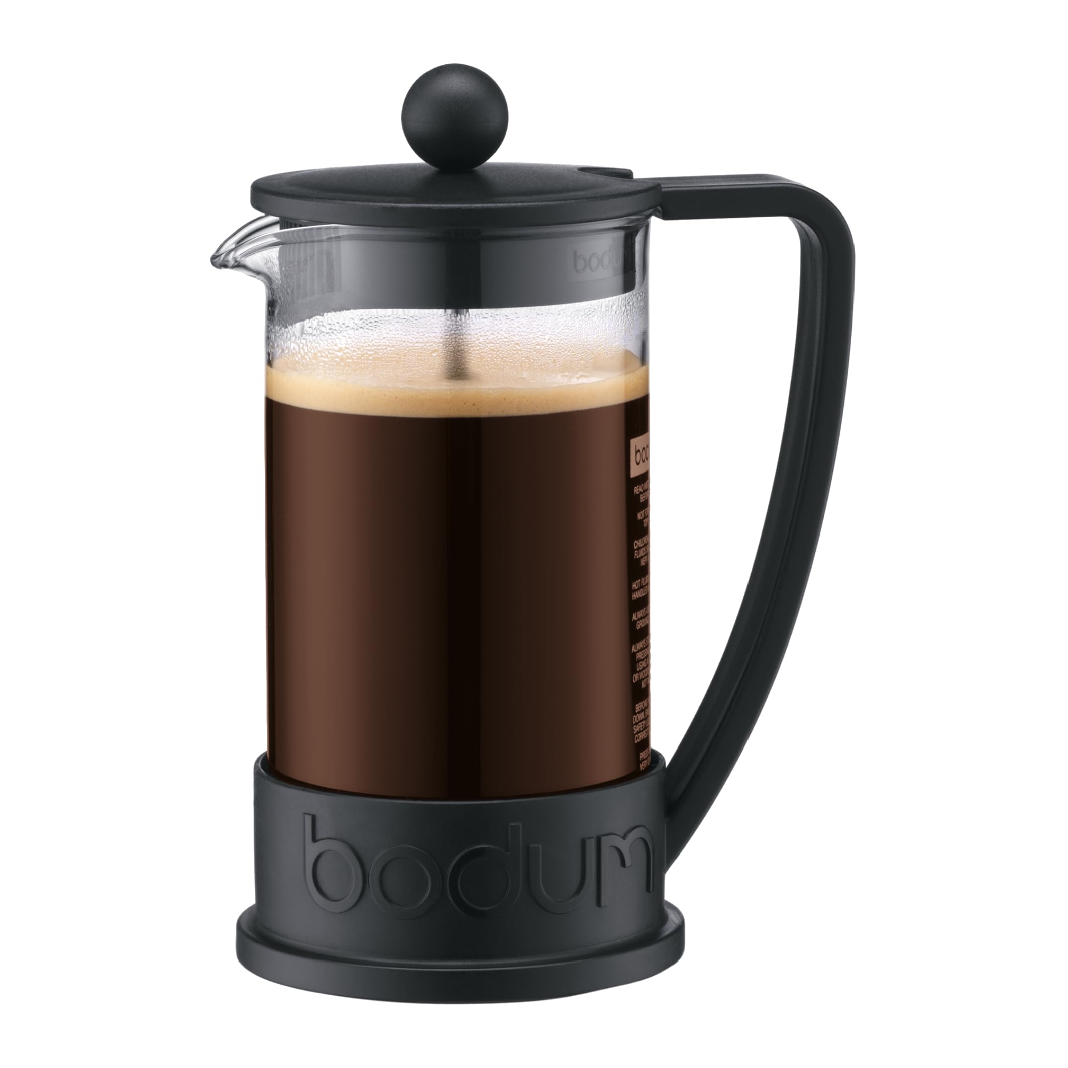 Bodum BRAZIL vista frontal negra mostrando diseño práctico y agarre seguro