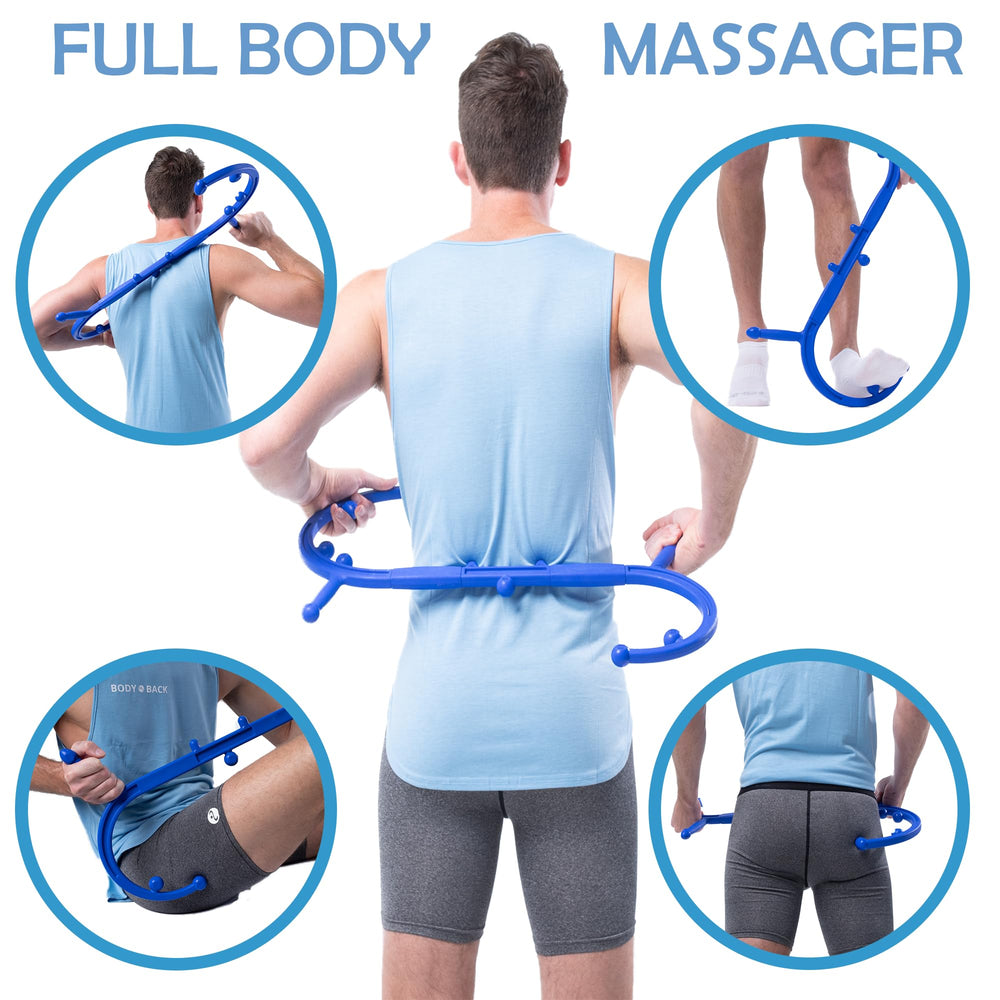 Escena de estilo de vida en gimnasio con Body Back Buddy para recuperación post entreno y comodidad