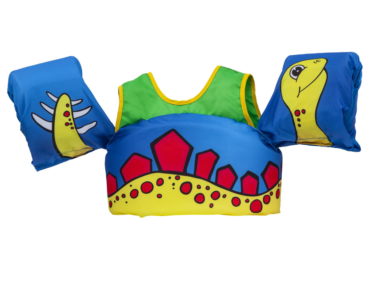 Body Glove chaleco Paddle Pals frontal con diseño dinosaurio que atrae a niños