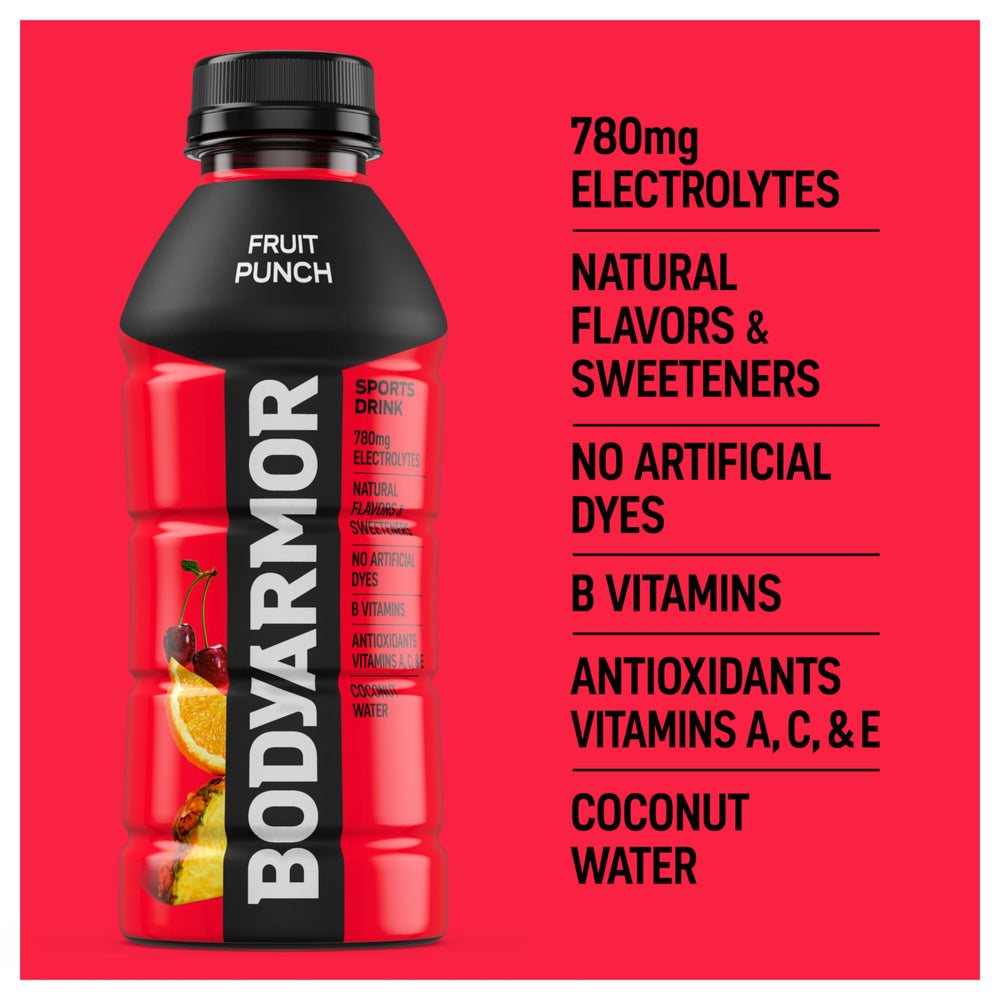 BODYARMOR botella 16 oz enfocada en el diseño y tapa fácil de abrir