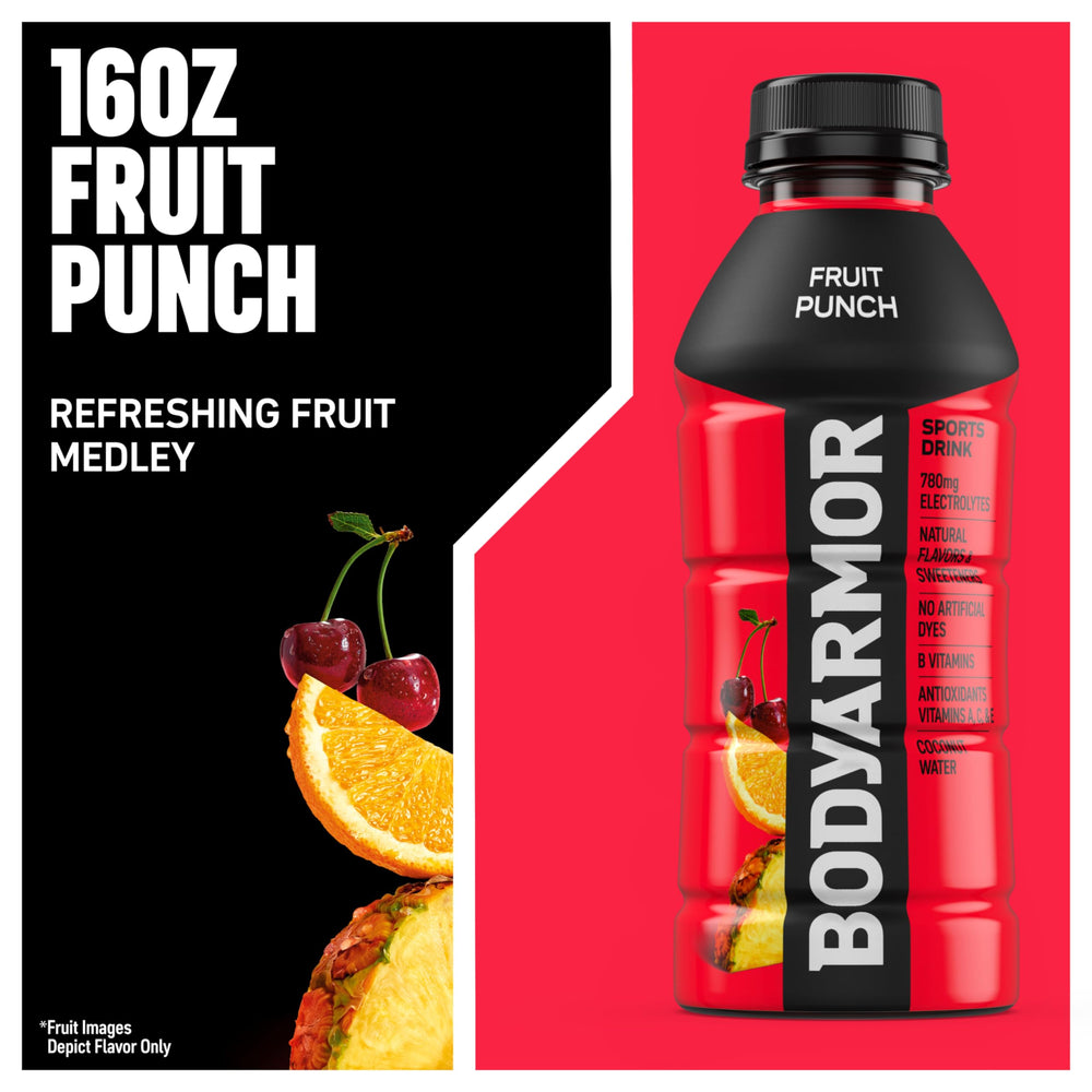 BODYARMOR etiqueta nutricional visible resaltando electrolitos y potasio