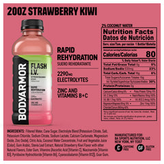BODYARMOR botella frontal 20 oz mostrando sabor fresa kiwi