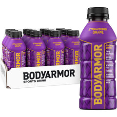 BODYARMOR frente del paquete de 12 mostrando diseño y conveniencia