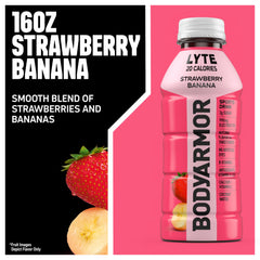 BODYARMOR LYTE botella 16 oz junto a una mano para comparar tamaño