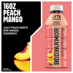BODYARMOR Lyte botella abierta con gota, demostrando fácil consumo y sello práctico