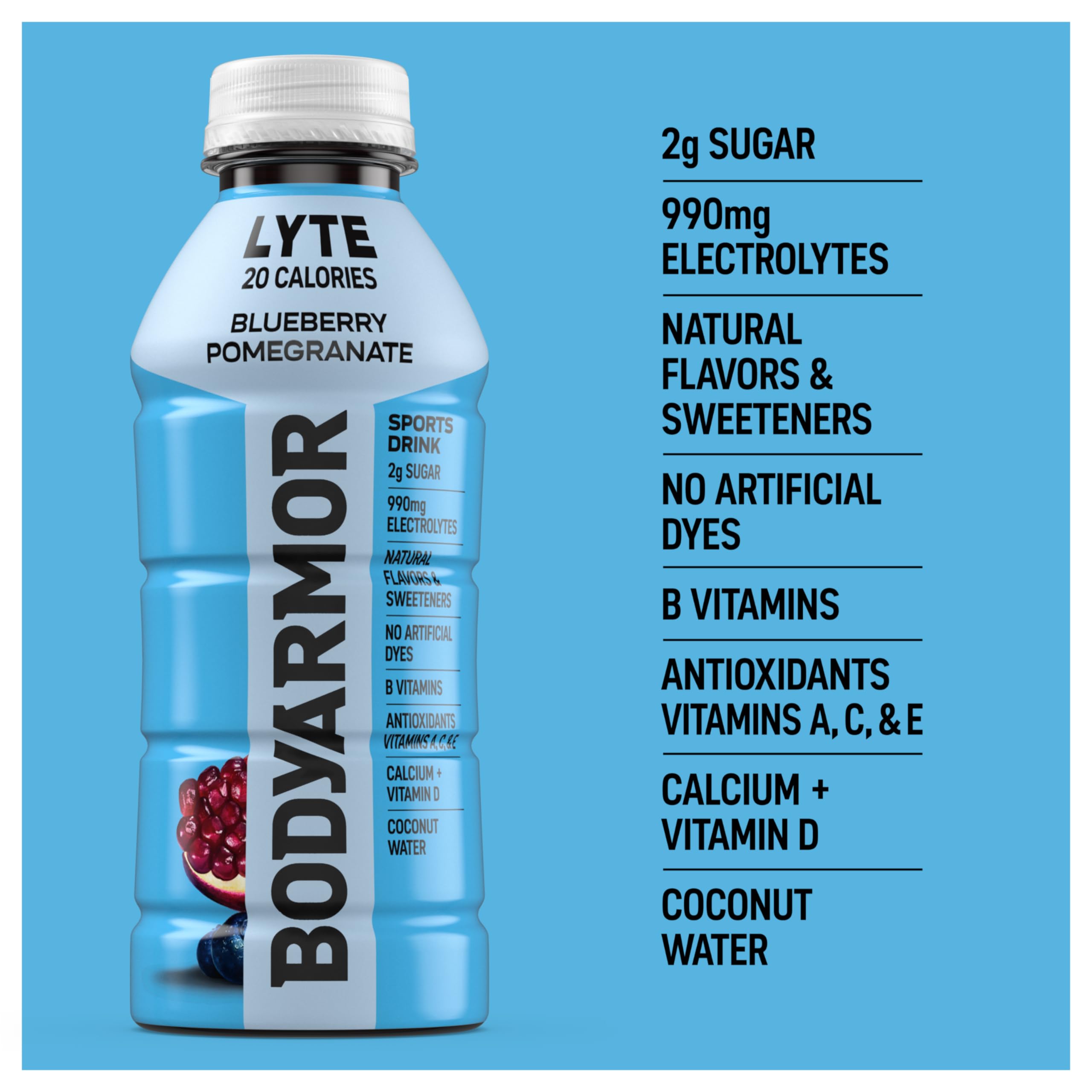 BODYARMOR LYTE paquete de 12 botellas apiladas listo para almacenaje