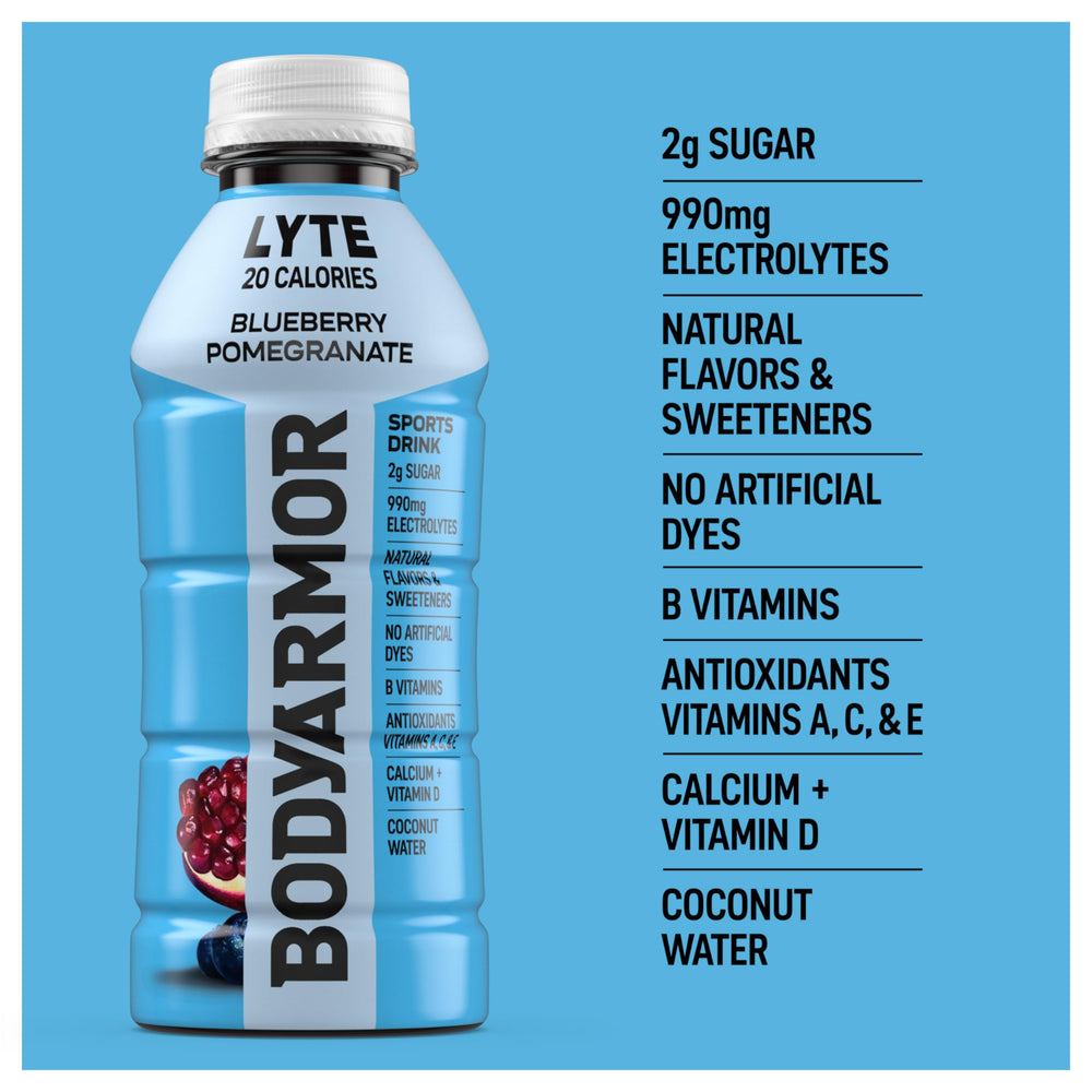 BODYARMOR LYTE paquete de 12 botellas apiladas listo para almacenaje