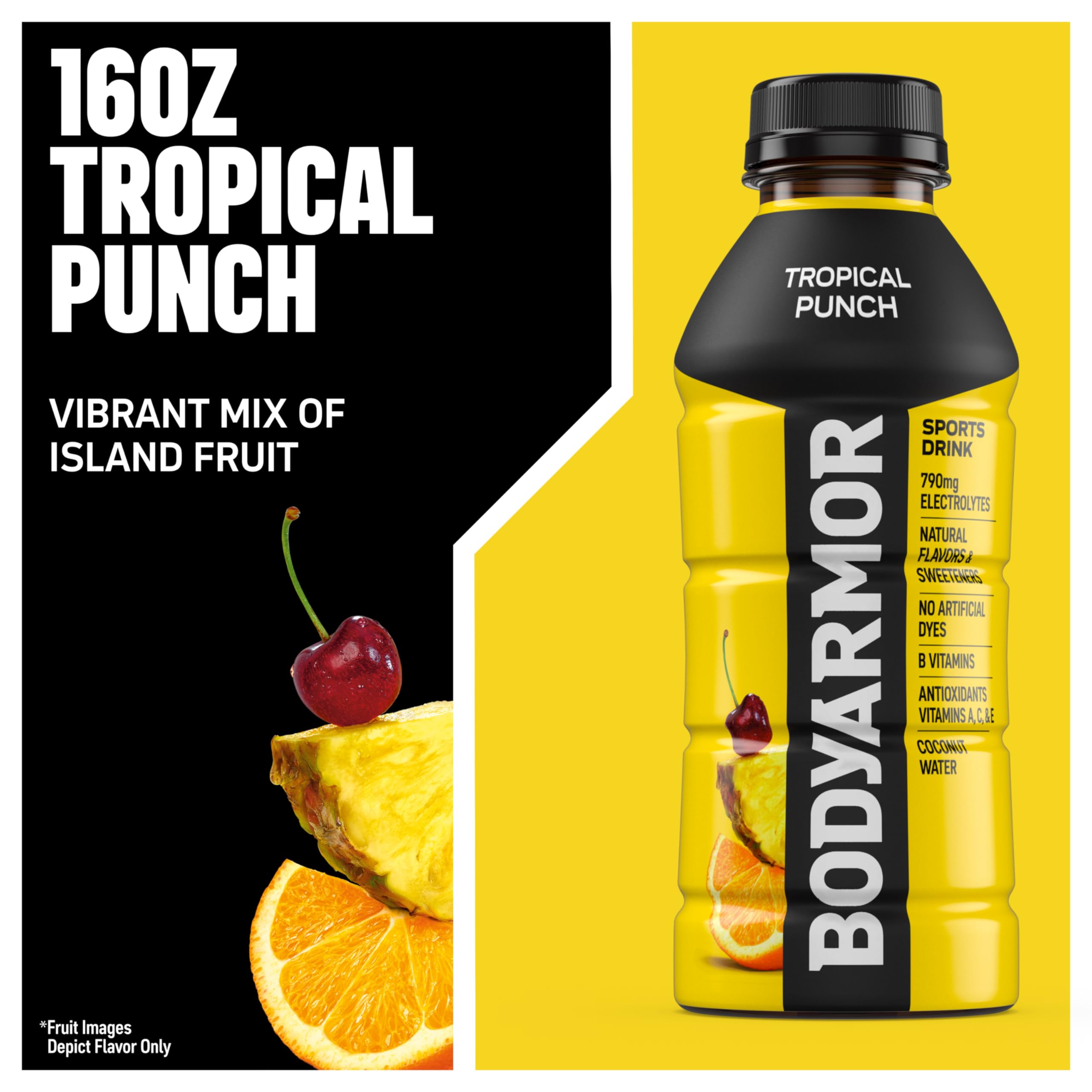 Pack de 12 BODYARMOR Tropical Punch listo para almacenamiento y uso