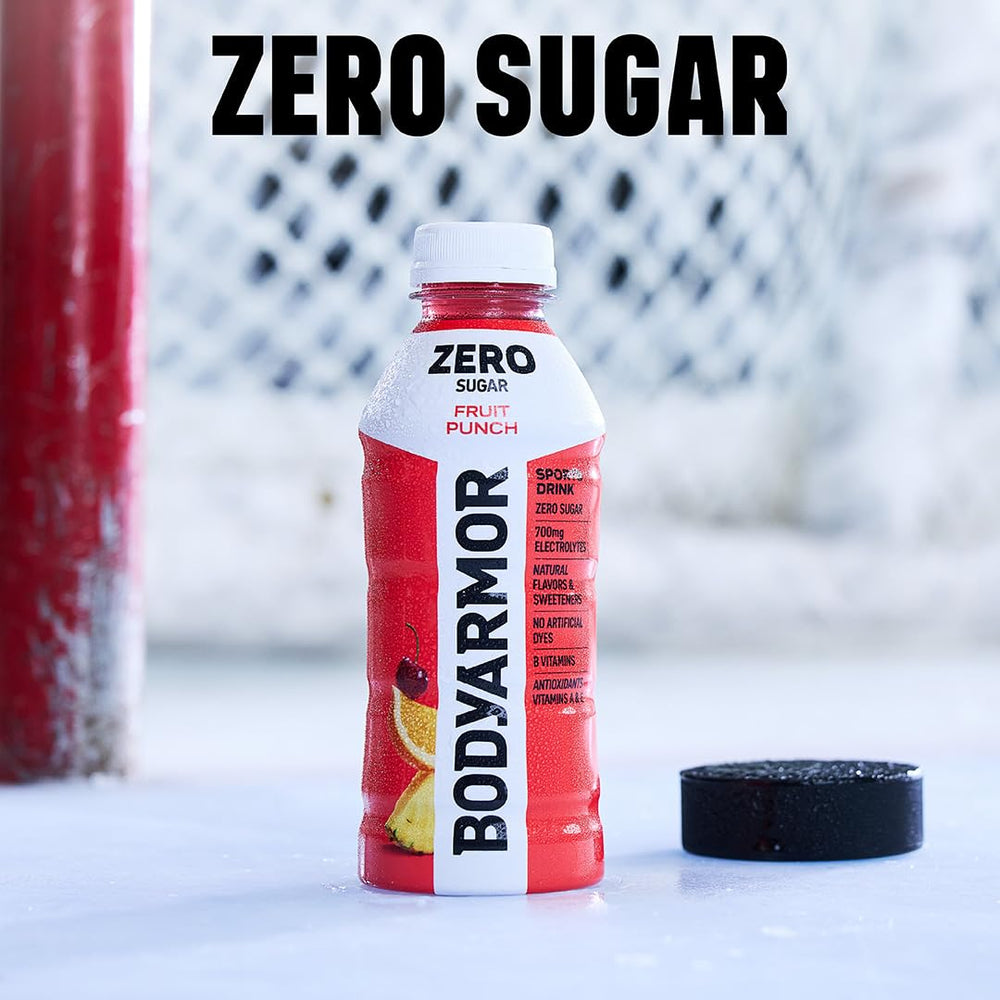 BODYARMOR comparación de tamaño junto a una mano para escala
