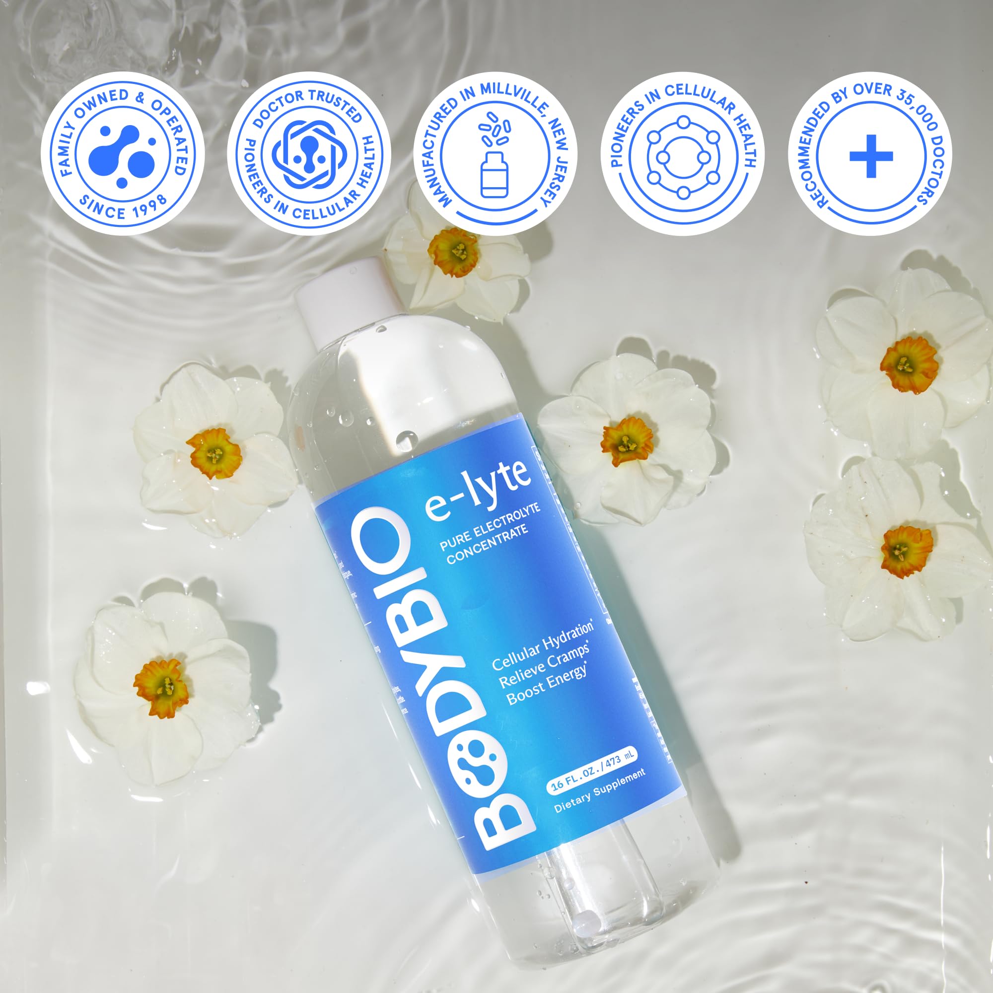 BodyBio e-Lyte en bolsa deportiva, solución portátil para deportistas