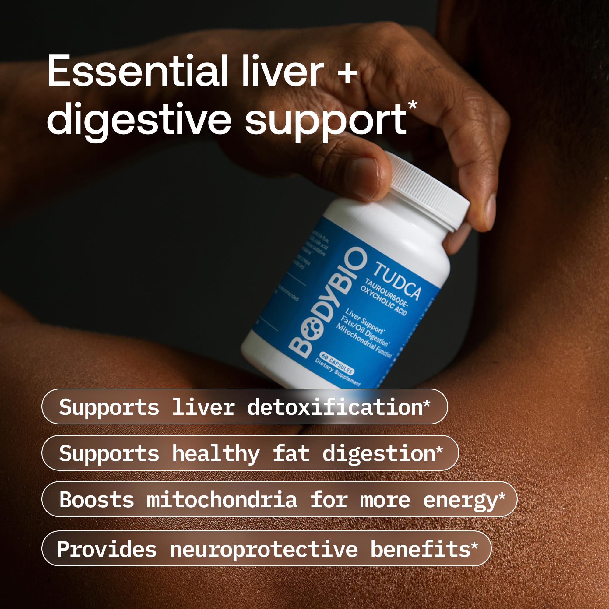 BodyBio etiqueta con ingredientes y pruebas de laboratorio, beneficio transparencia y control