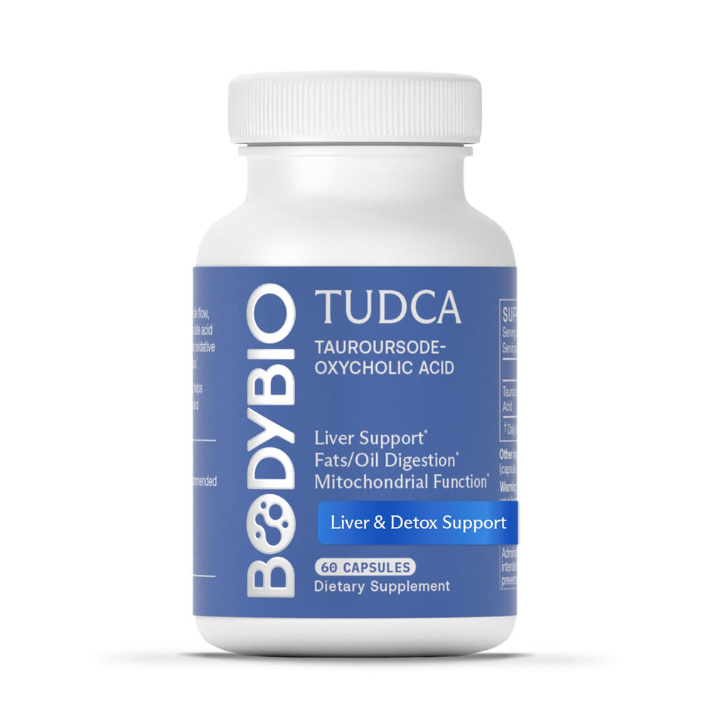 BodyBio frasco frontal mostrando el envase y la dosis 250 mg, beneficio claridad de información