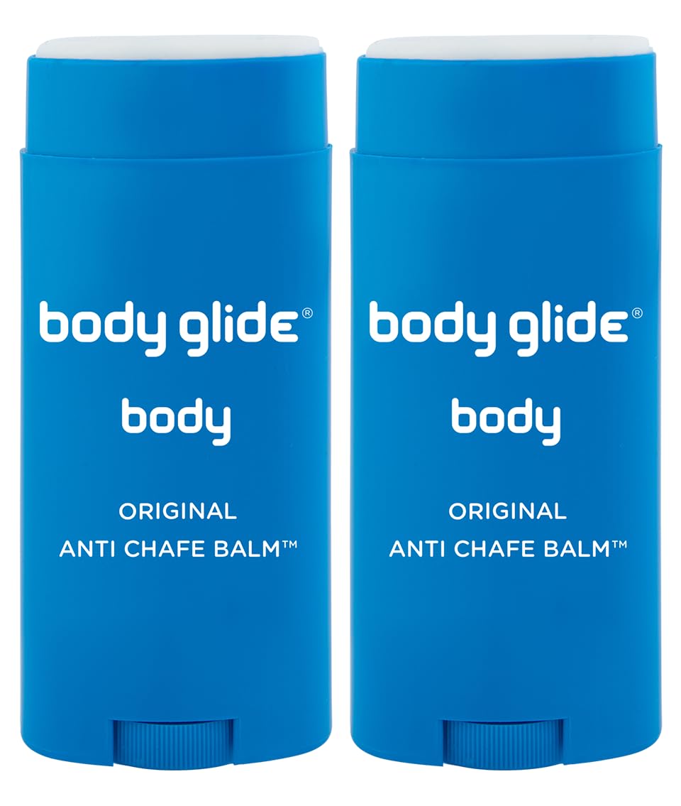 BodyGlide envase frontal mostrando stick protector y beneficio contra rozaduras