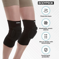 Bodyprox rodillera en uso durante deporte con sujeción firme y movilidad