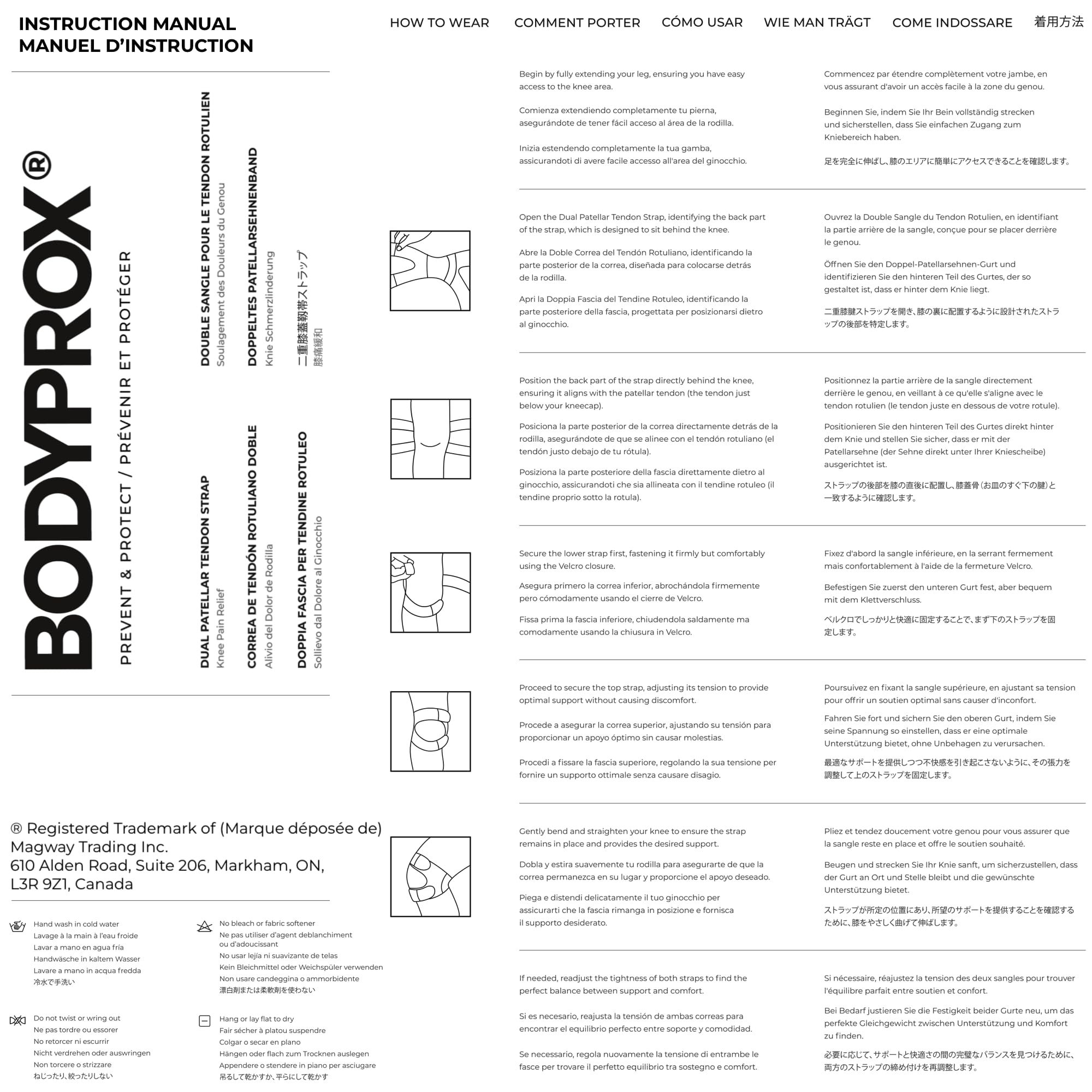 Bodyprox primer plano de etiqueta indicando materiales duraderos