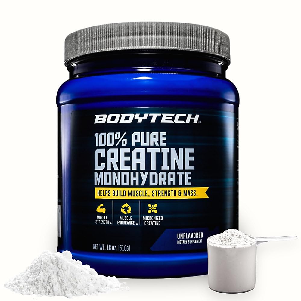 BodyTech frente del envase mostrando 18 oz y 102 servicios, práctico