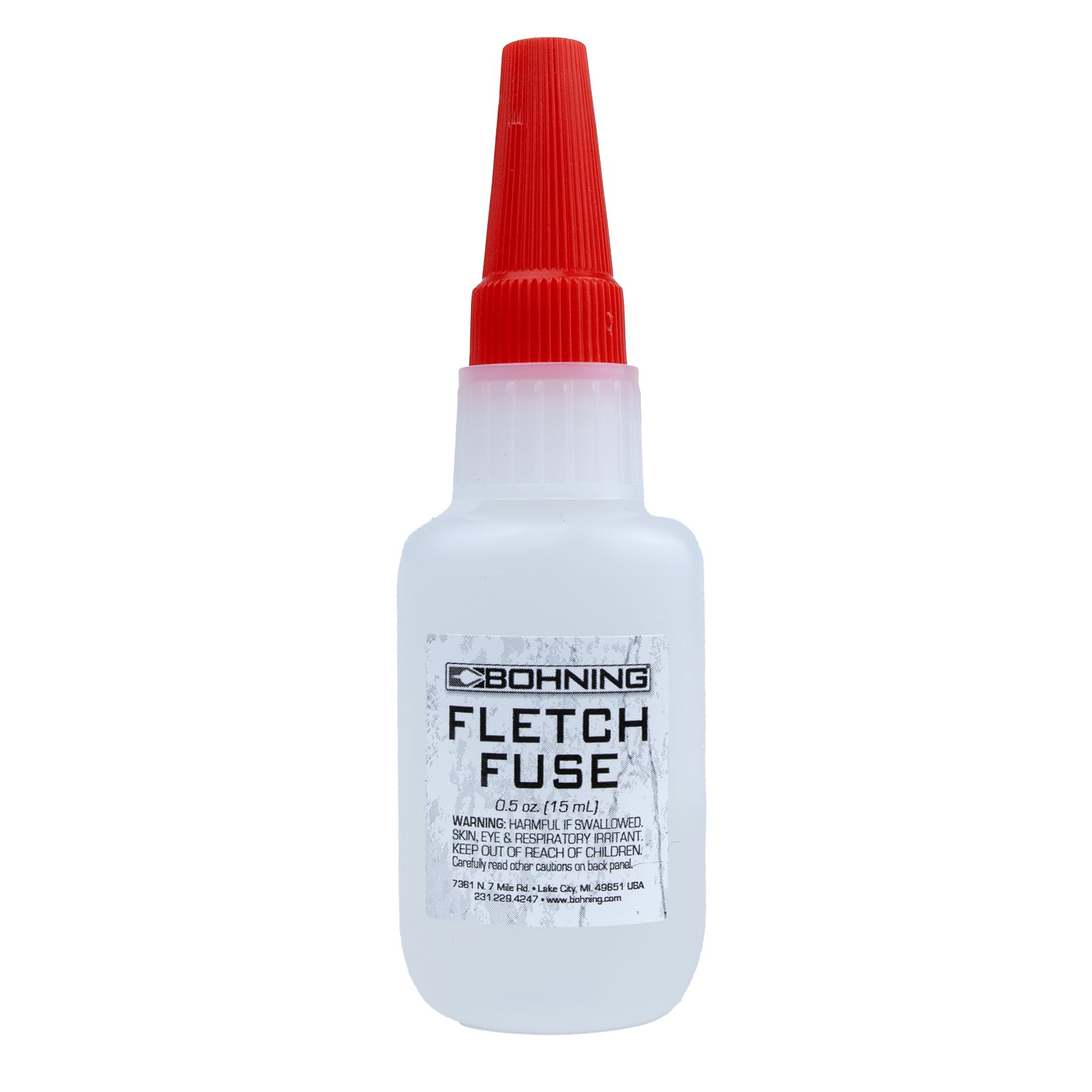 Bohning Fletch Fuse vista frontal del frasco y etiqueta clara beneficios de uso