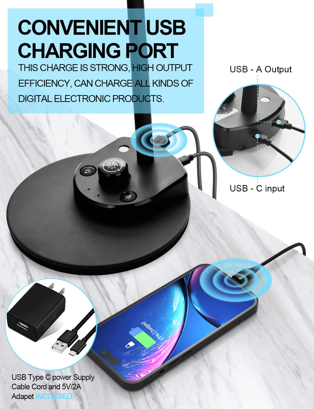BOHON base con puerto USB que facilita cargar dispositivos