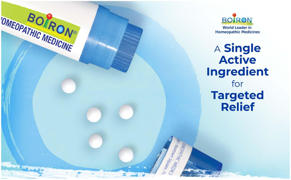 Boiron Arnica dos tubos apilados para demostrar cantidad y almacenamiento cómodo