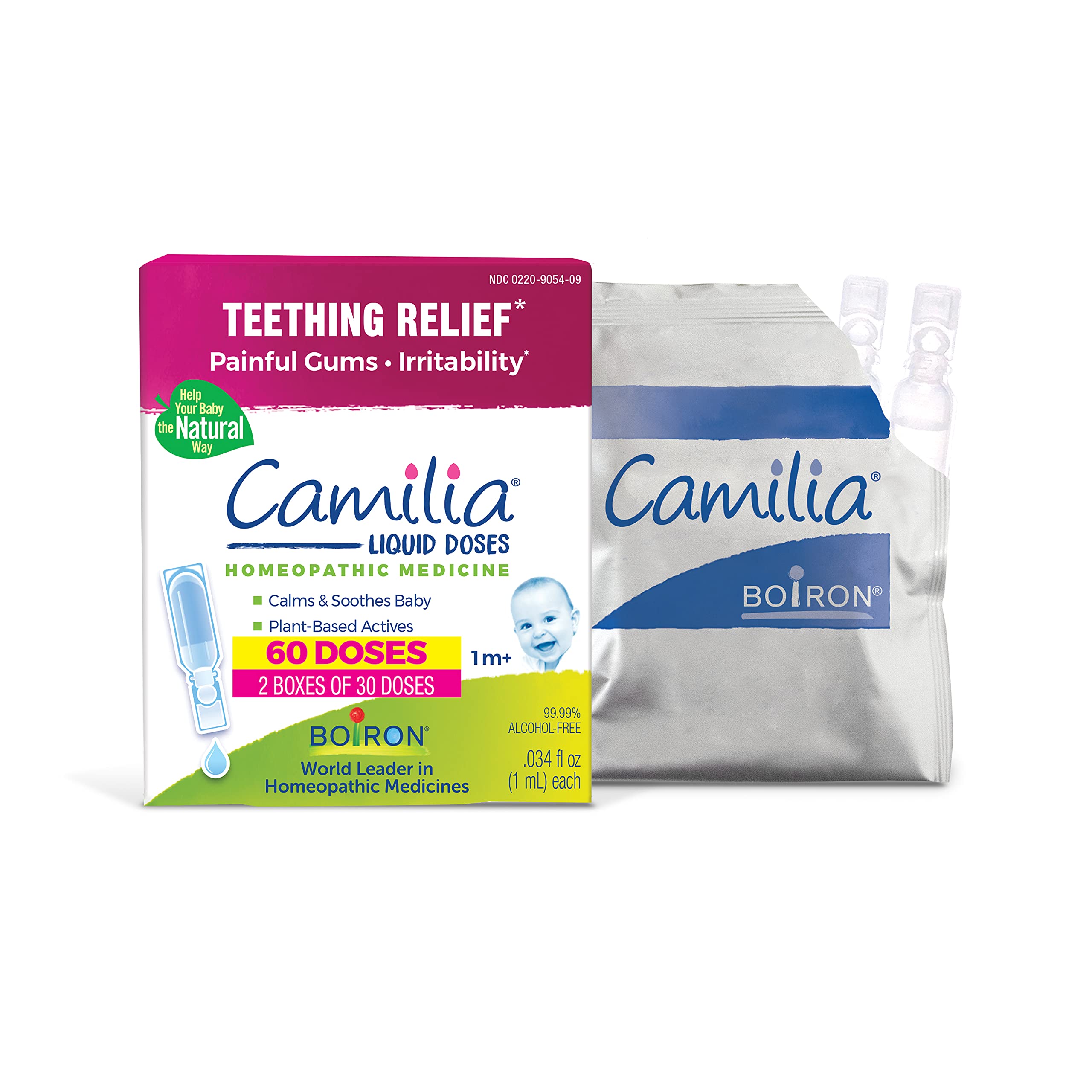Boiron Camilia box front showing product benefits and count