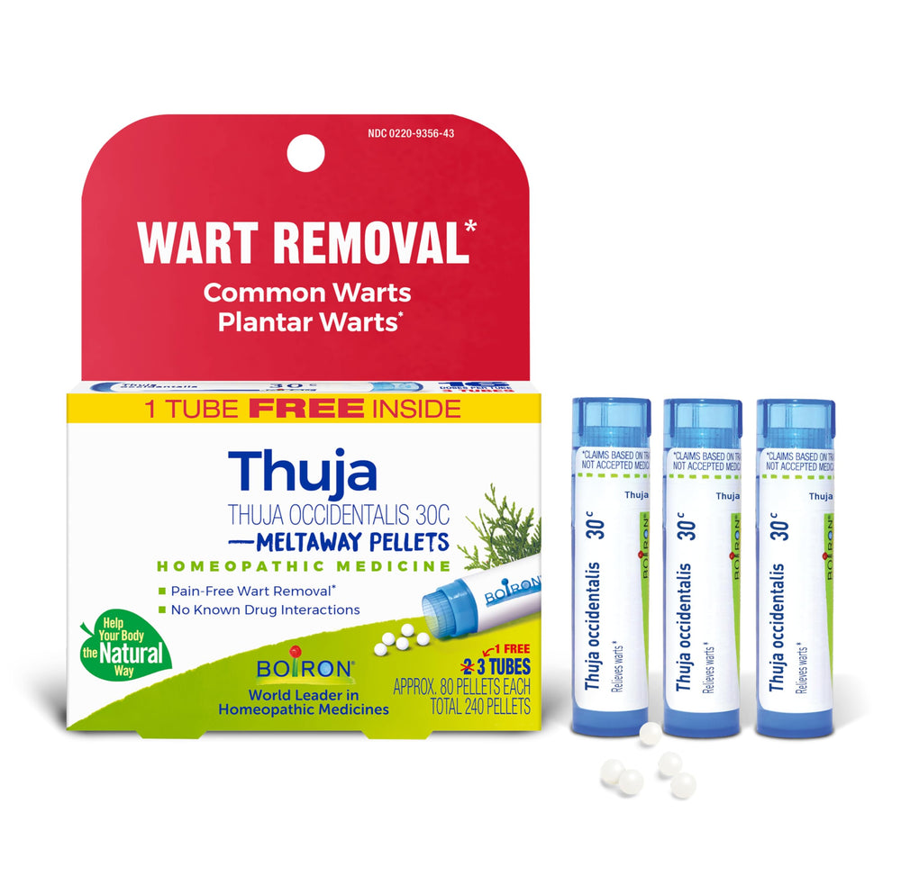 Boiron Thuja packaging frontal mostrando tubos y marca para identificación rápida
