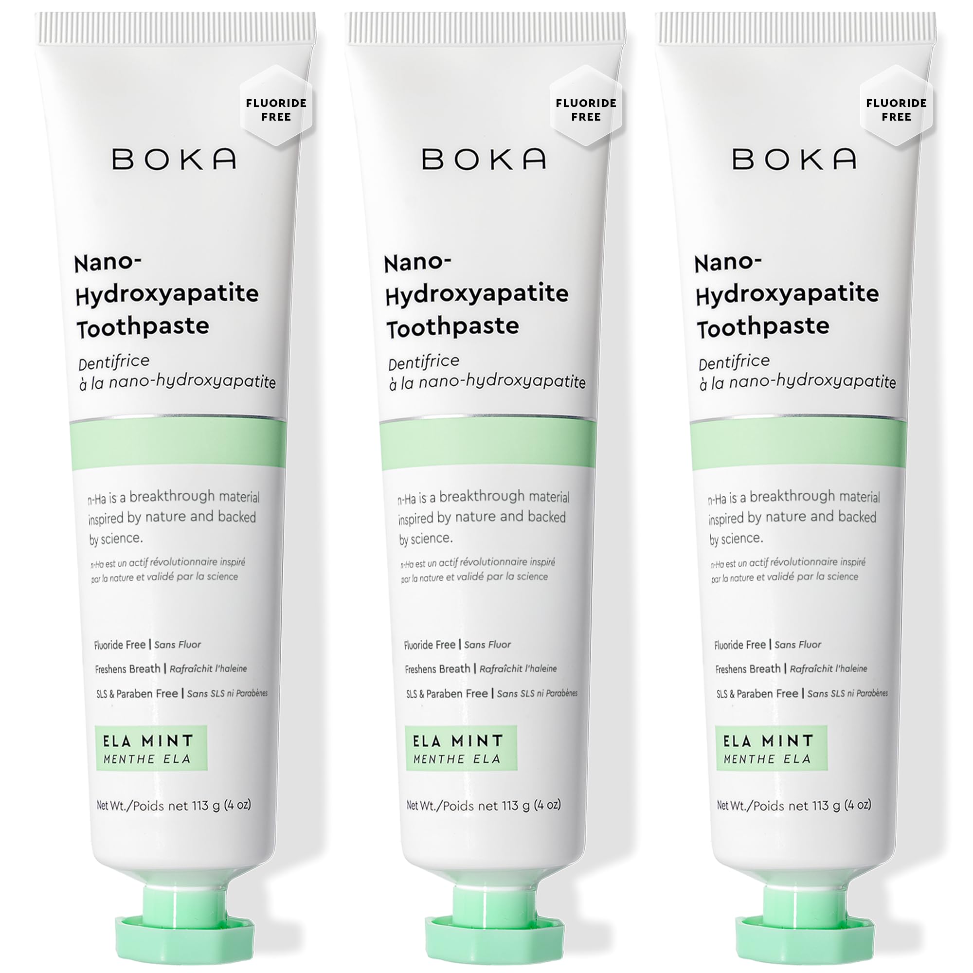 Boka envase frontal mostrando diseño limpio y beneficios de esmalte