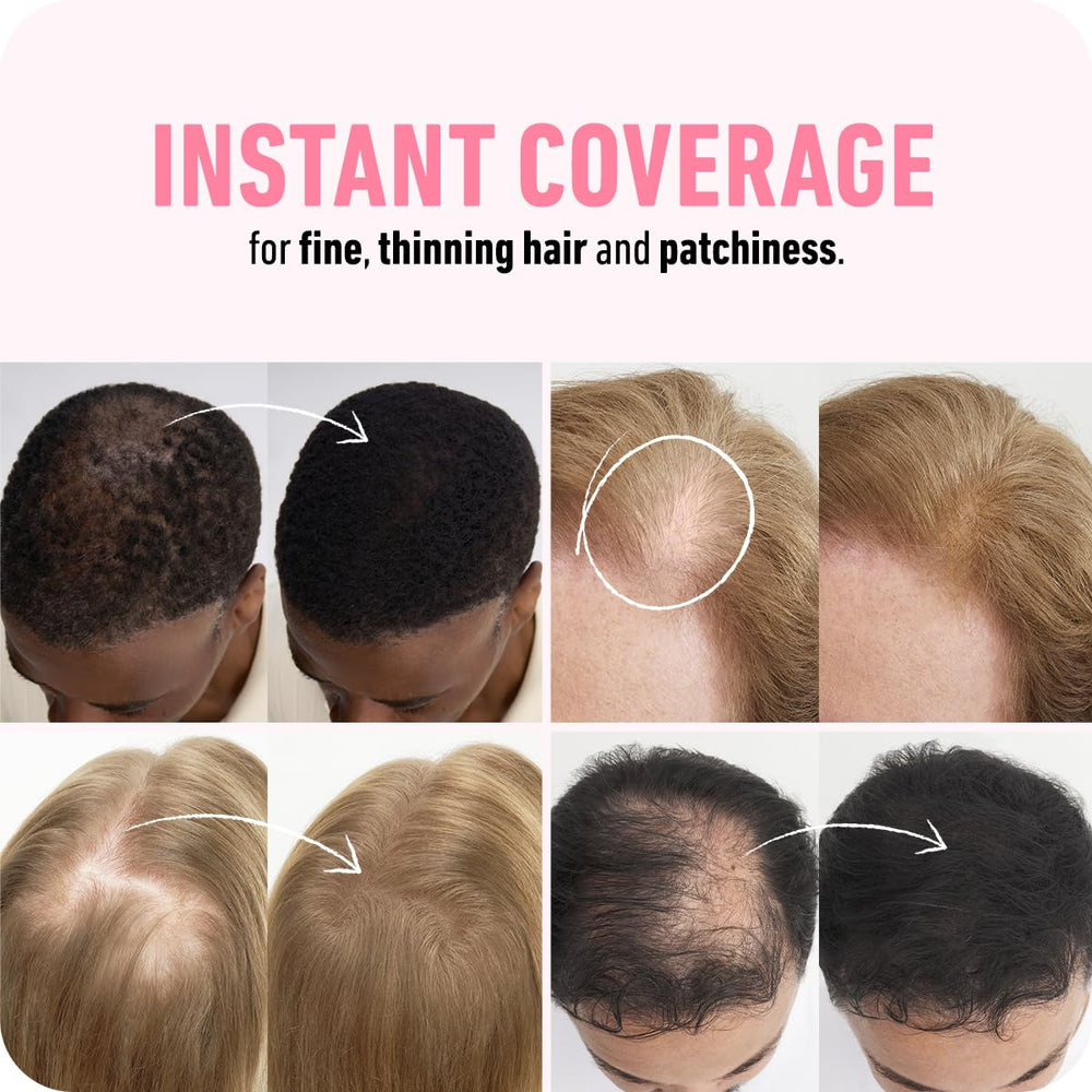 Boldify applied to crown demonstrating fuller coverage and all-day confidence