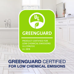 Detalle de la etiqueta Bona con información del producto y certificación GREENGUARD visible