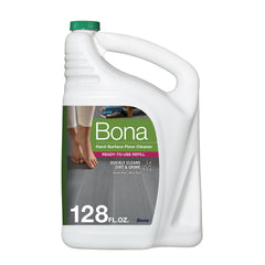 Bona envase frontal 128 fl oz mostrando etiqueta y tamaño práctico