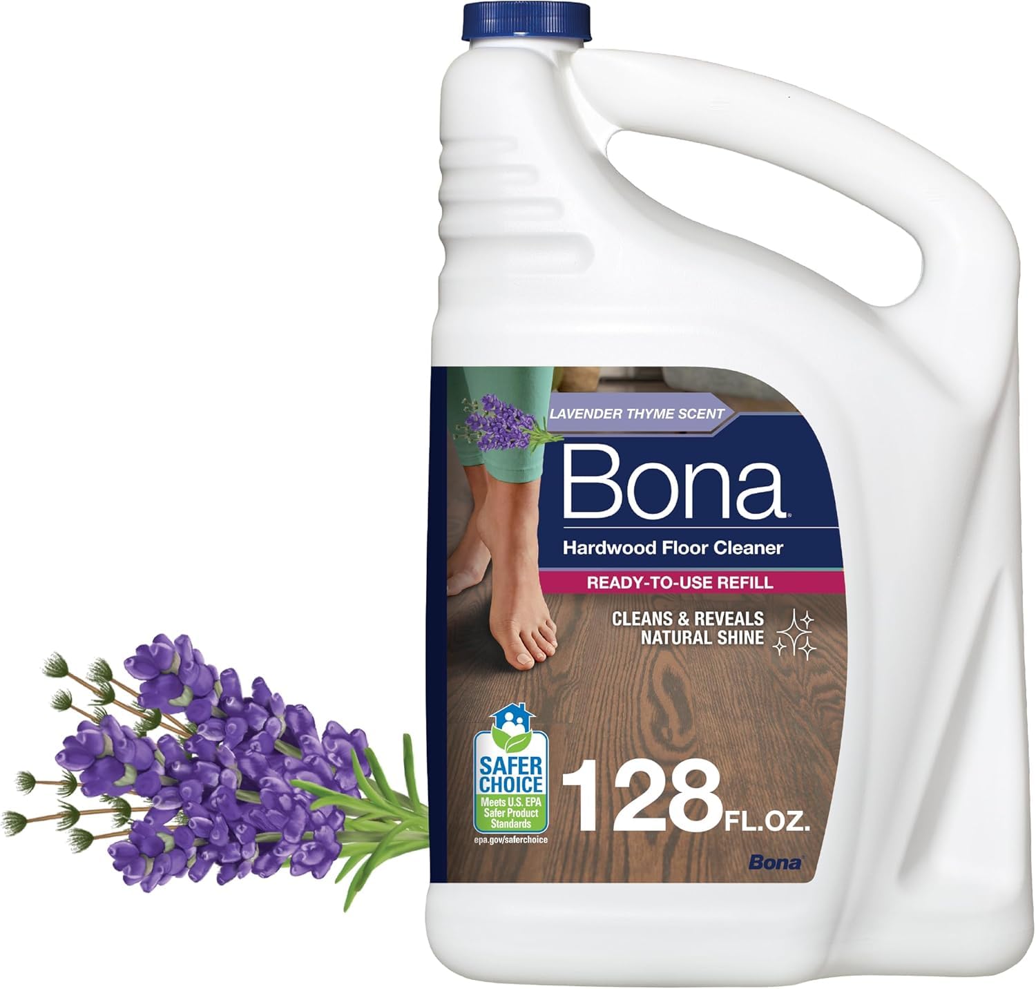 Bona envase frontal 128 fl oz mostrando volumen y practicidad
