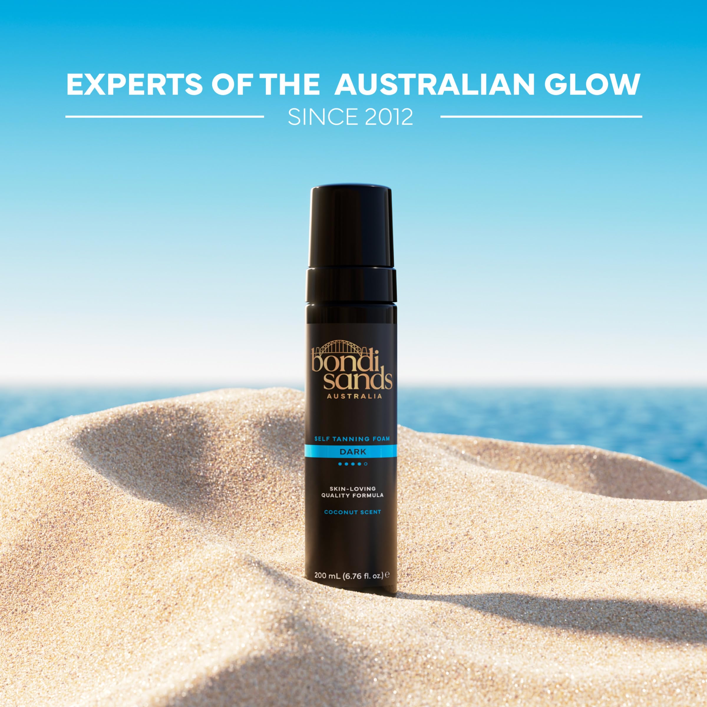 Bondi Sands etiqueta con ingredientes aloe y coco, hidratación visible