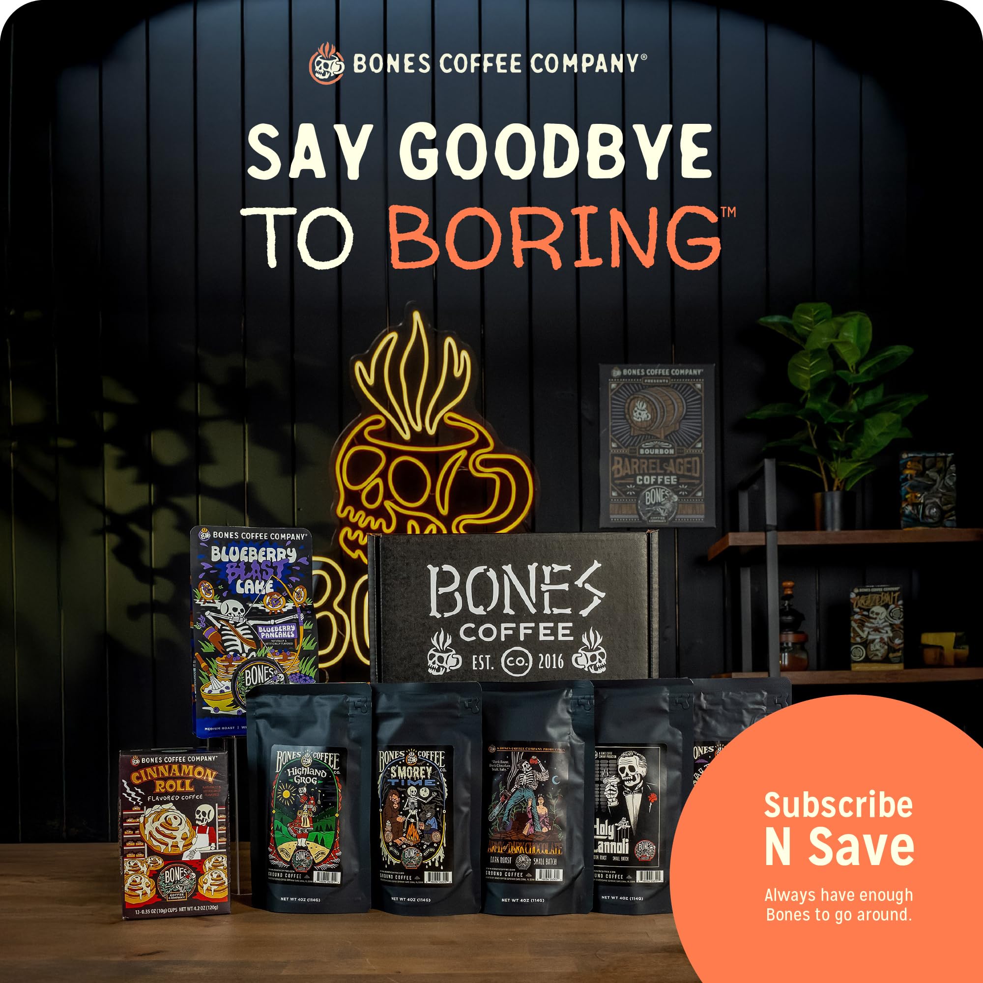 Bones Coffee granos y polvo de hongos juntos para mostrar mezcla equilibrada