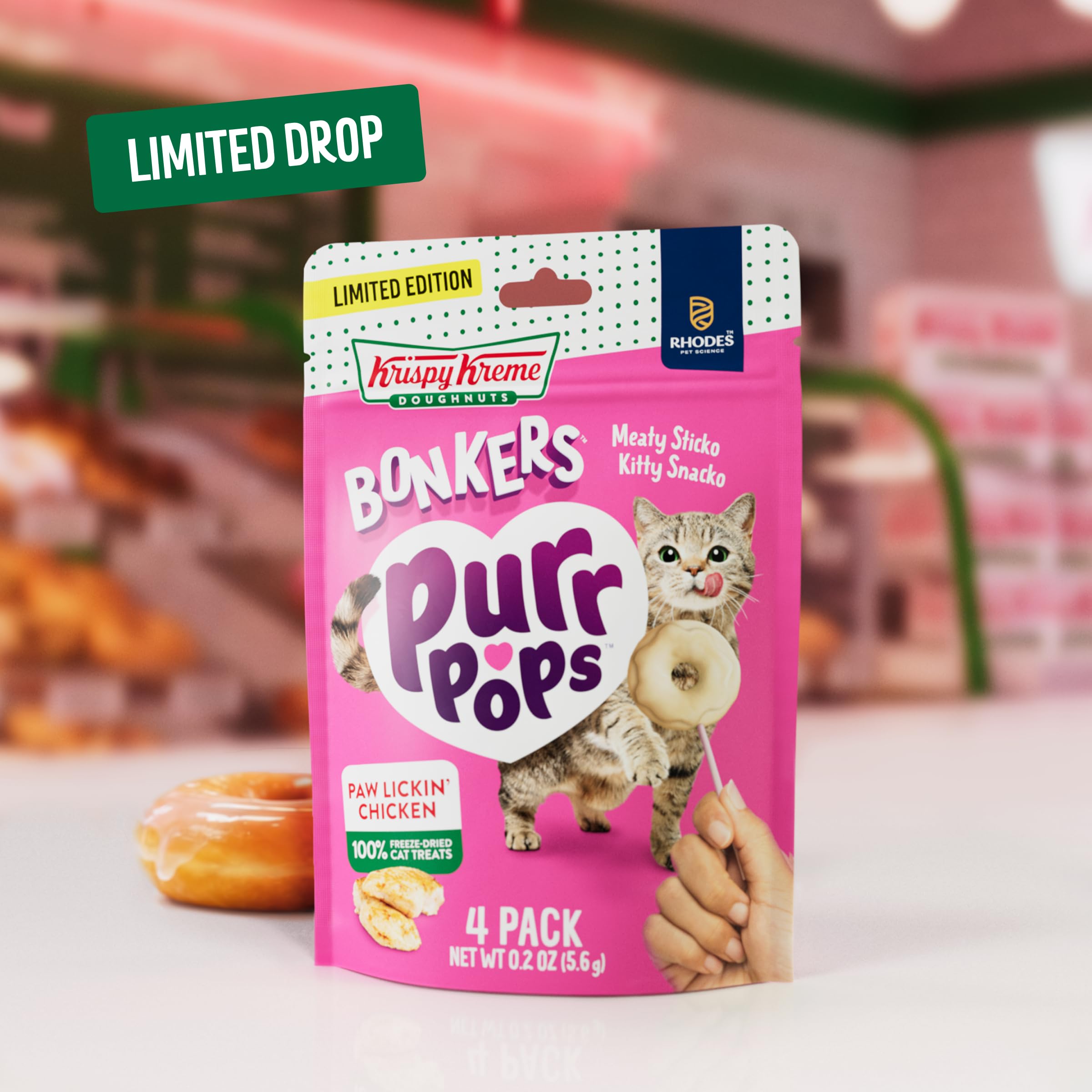 Bonkers Purrpops primer plano de textura crujiente que conserva sabor natural