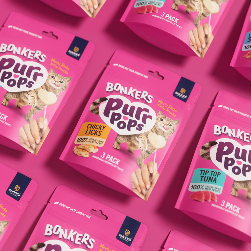 Bonkers Purrpops detalle de una paleta liofilizada resaltando textura y sabor concentrado