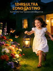 BONLION farol en mesa exterior creando ambiente cálido para cenas