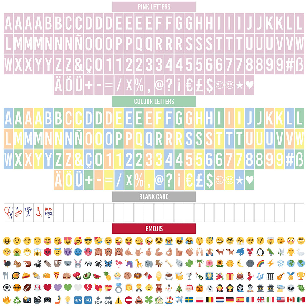 BONNYCO conjunto de letras y emojis organizados para personalizar mensajes
